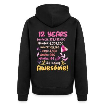 12 ans ! Cadeau d’anniversaire 12e anniversaire - Veste à capuche bio Premium Unisexe - noir - Dos - Nico (187cm)