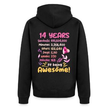 14 ans ! Cadeau d’anniversaire 14e anniversaire - Veste à capuche bio Premium Unisexe - noir - Dos - Nico (187cm)