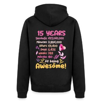 15 ans ! Cadeau d’anniversaire 15e anniversaire - Veste à capuche bio Premium Unisexe - noir - Dos - Nico (187cm)