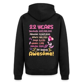 22 Jahre alt! Geburtstagsgeschenk 22. Geburtstag - Unisex Premium Bio Zip Hoodie - Schwarz - Hinten - Nico (187cm)