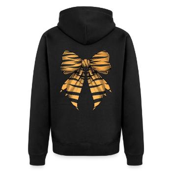 Coquettish Bow Tiger Stripe Pattern Cute - Unisex Premium Organic Zip Hoodie - black - Back - Nico (187cm)