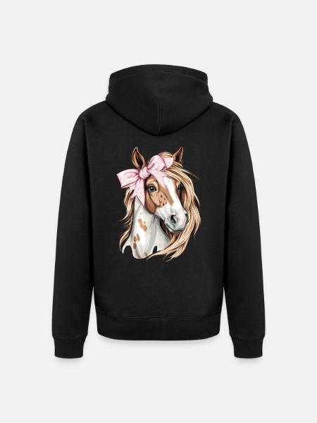 Coquette Bow Appaloosa Horse Girl Mom Pink - Unisex Premium Organic Zip Hoodie - black