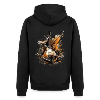 E-Gitarre Gitarre Gitarrist Musik Instrument Rock - Unisex Premium Bio Zip Hoodie - Schwarz - Hinten - Nico (187cm)
