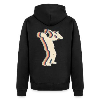 Saxophonspieler Saxophonist Saxist Sax Retro - Unisex Premium Bio Zip Hoodie - Schwarz - Hinten - Nico (187cm)