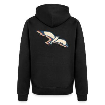 Seagull Seagull Seabird Retro Line Art - Unisex Premium Organic Zip Hoodie - black - Back - Nico (187cm)