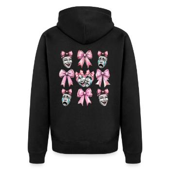 Kokette Schleife Theater Maske Drama Komödie - Unisex Premium Bio Zip Hoodie - Schwarz - Hinten - Nico (187cm)