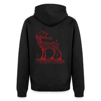 le cerf de forêt en rouge - Veste à capuche bio Premium Unisexe - noir - Dos - Nico (187cm)