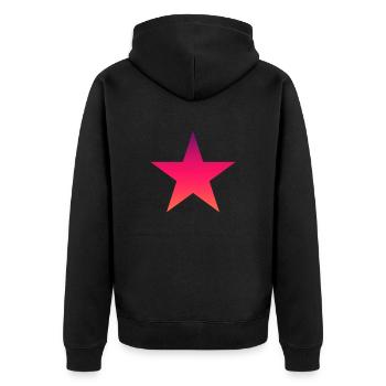 red Stern Maske bunter Stern - Unisex Premium Bio Zip Hoodie - Schwarz - Hinten - Nico (187cm)