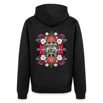 Jesus Christus, Heiliges Herz Jesu, Rosen-Dekor - Unisex Premium Bio Zip Hoodie - Schwarz - Hinten - Nico (187cm)