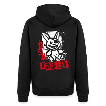Bad Rabbit - Freches Häschen Kaninchen Hase - Unisex Premium Bio Zip Hoodie - Schwarz - Hinten - Nico (187cm)