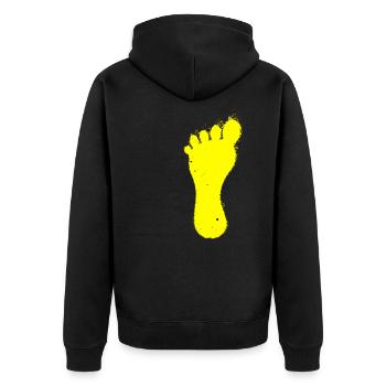 yellow left foot - Unisex Premium Organic Zip Hoodie - black - Back - Nico (187cm)