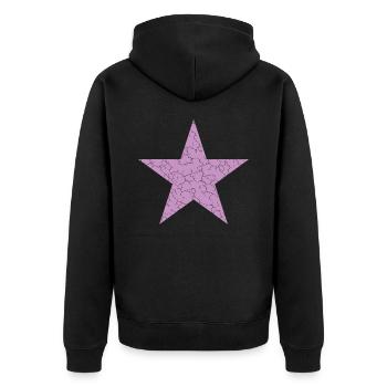 Stern purple Vintage star - Unisex Premium Bio Zip Hoodie - Schwarz - Hinten - Nico (187cm)