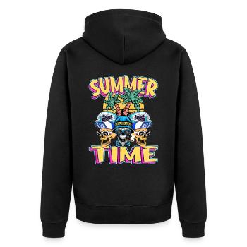 Summer Sun Palm Trees Skull Beach Sea Holiday - Unisex Premium Organic Zip Hoodie - black - Back - Nico (187cm)