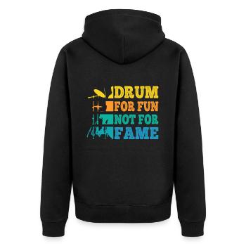 Batteur Retro Vintage Drum For Fun Not For Fame - Veste à capuche bio Premium Unisexe - noir - Dos - Nico (187cm)