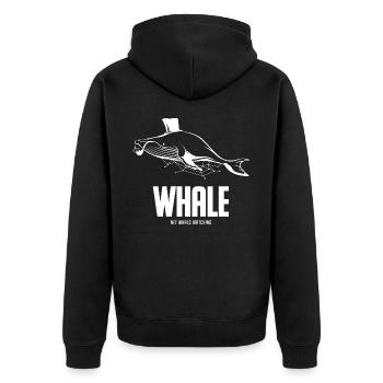 THE WHALE - white - Unisex Premium Bio Zip Hoodie - Schwarz - Hinten - Nico (187cm)