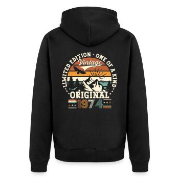 Original vintage 1974 48th birthday gift - Unisex Premium Organic Zip Hoodie - black - Back - Nico (187cm)