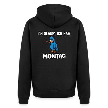 Ich glaub ich hab Montag - Unisex Premium Bio Zip Hoodie - Schwarz - Hinten - Nico (187cm)
