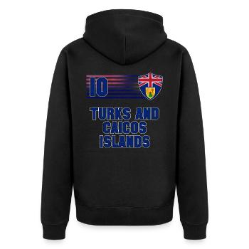 Turks and Caicos Islands Football Team - Unisex Premium Organic Zip Hoodie - black - Back - Nico (187cm)