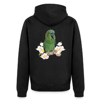 Der Farinöse Papagei - Unisex Premium Bio Zip Hoodie - Schwarz - Hinten - Nico (187cm)