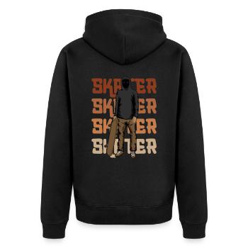 Skater Silhouette Skateboarder With Skateboard - Unisex Premium Bio Zip Hoodie - Schwarz - Hinten - Nico (187cm)