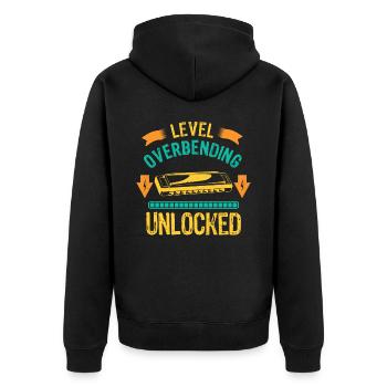 Level Overbending Unlocked Harmonica Player Gift - Unisex Premium Bio Zip Hoodie - Schwarz - Hinten - Nico (187cm)