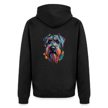 Bunter Riesenschnauzer - Unisex Premium Bio Zip Hoodie - Schwarz - Hinten - Nico (187cm)
