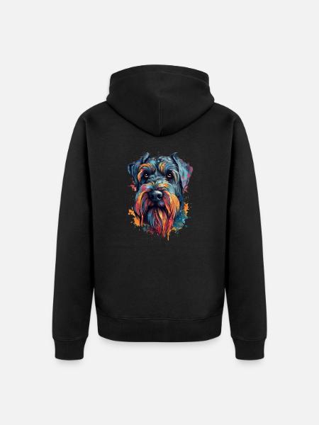 Kleurrijke Giant-schnauzer hond - Uniseks Premium bio ziphoodie - zwart