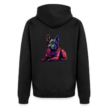 Colorful Norwegian-elkhound - Unisex Premium Organic Zip Hoodie - black - Back - Nico (187cm)