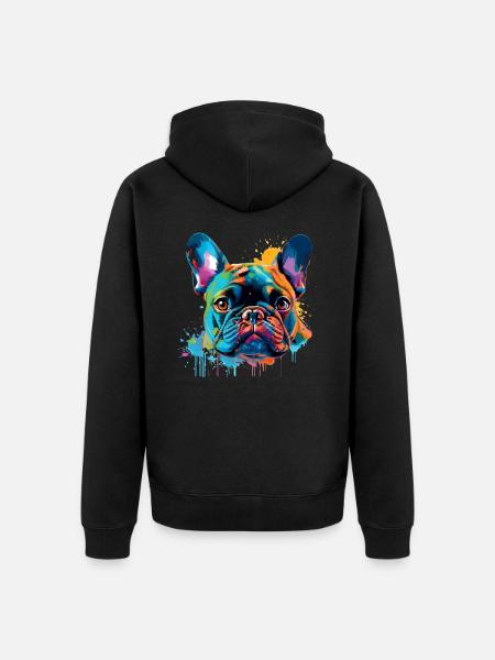 Colorful French-bulldog - Unisex Premium Organic Zip Hoodie - black