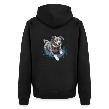 Berger australien Dock-Plongée dans l’eau - Veste à capuche bio Premium Unisexe - noir - Dos - Nico (187cm)
