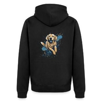 Golden-retriever Dock-Plongée dans l’eau - Veste à capuche bio Premium Unisexe - noir - Dos - Nico (187cm)