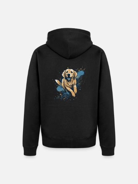 Golden-retriever Dock-Plongée dans l’eau - Veste à capuche bio Premium Unisexe - noir