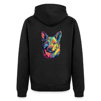 Colorful Valhund art design - Unisex Premium Organic Zip Hoodie - black - Back - Nico (187cm)