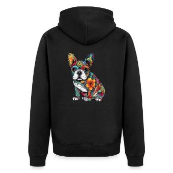 Colorful French-bulldog art design - Unisex Premium Organic Zip Hoodie - black - Back - Nico (187cm)