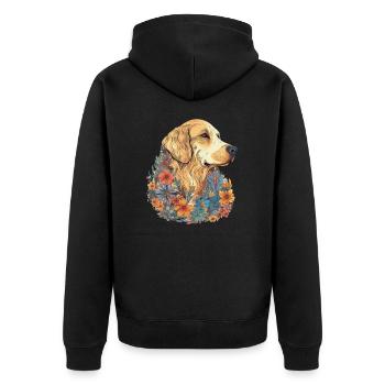 Design d’art coloré Golden-retriever - Veste à capuche bio Premium Unisexe - noir - Dos - Nico (187cm)