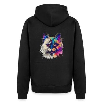 Chat Birman coloré - Veste à capuche bio Premium Unisexe - noir - Dos - Nico (187cm)