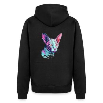 Bunte Sphynx-Katze - Unisex Premium Bio Zip Hoodie - Schwarz - Hinten - Nico (187cm)