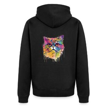 Chat exotique-court coloré - Veste à capuche bio Premium Unisexe - noir - Dos - Nico (187cm)
