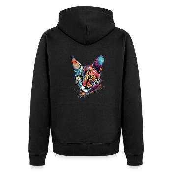 Bunte Bengalkatze - Unisex Premium Bio Zip Hoodie - Schwarz - Hinten - Nico (187cm)