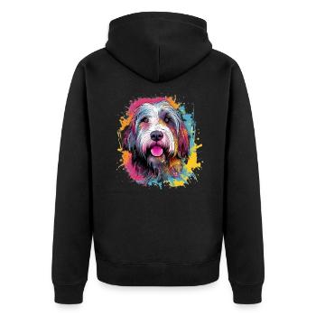 Colorful Bearded-collie - Unisex Premium Organic Zip Hoodie - black - Back - Nico (187cm)