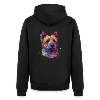 Colorful Norwich-terrier - Unisex Premium Organic Zip Hoodie - black - Back - Nico (187cm)