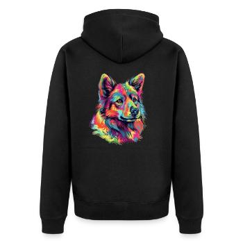 Colorful Norwegian-buhund - Unisex Premium Organic Zip Hoodie - black - Back - Nico (187cm)