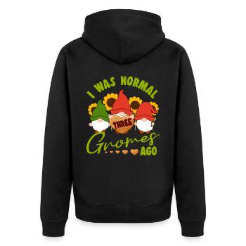 I Was Normal Three Gnomes Ago Yard Garden Gnome - Unisex Premium Bio Zip Hoodie - Schwarz - Hinten - Nico (187cm)
