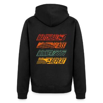 Funny Tennis Art Matchball Ass Winner Repeat Gift - Unisex Premium Bio Zip Hoodie - Schwarz - Hinten - Nico (187cm)