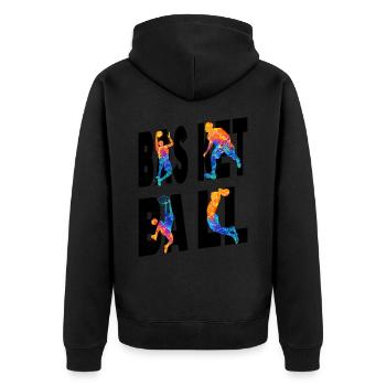 Basketball Basketballspieler Spieler Vintage Bunt - Unisex Premium Bio Zip Hoodie - Schwarz - Hinten - Nico (187cm)