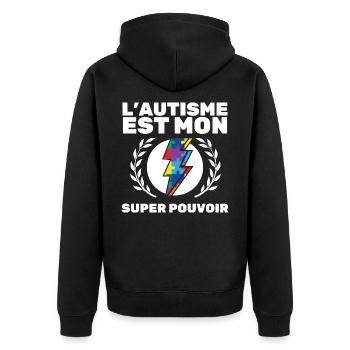 L'Autisme Est Mon Super Pouvoir Super Héro Autiste - Veste à capuche bio Premium Unisexe - noir - Dos - Nico (187cm)