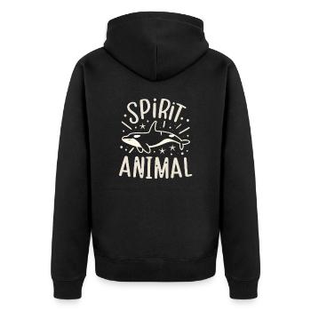 Orca Schwertwal Spirit animal - Unisex Premium Bio Zip Hoodie - Schwarz - Hinten - Nico (187cm)