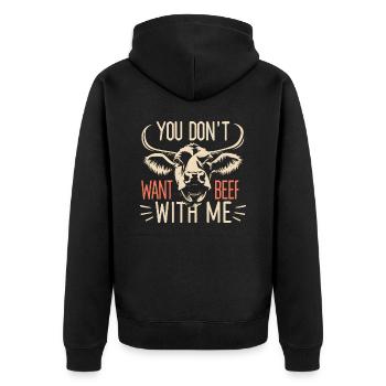 You don't want beef with me - Unisex Premium Bio Zip Hoodie - Schwarz - Hinten - Nico (187cm)