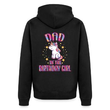 Dad Of the Birthday Girl Unicorn Family Party - Unisex Premium Bio Zip Hoodie - Schwarz - Hinten - Nico (187cm)