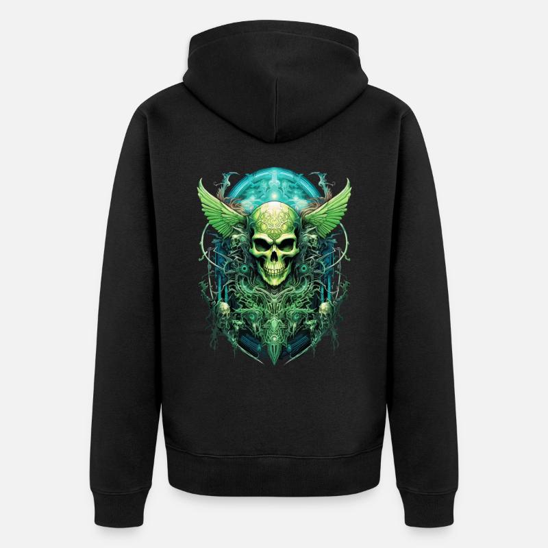 crâne, crâne, squelette, obscurité, sombre - Veste à capuche bio Premium Unisexe - noir